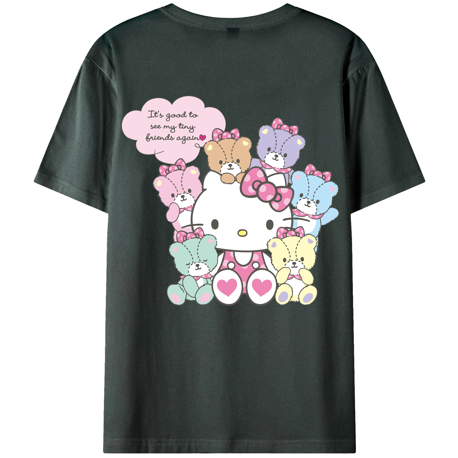 （画像用） Hello Kitty ハローキティ 綿100％ メンズ半袖Tシャツ（バックプリント） 通気性
